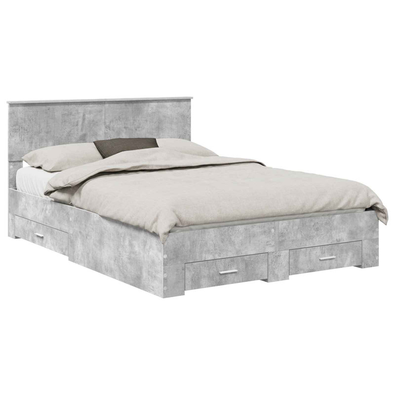 Bed, European Double (140 x 200 cm), Concrete Grey