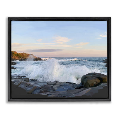 Strong Breaking Waves Framed Floater Canvas Wall Art by Emily Kalina