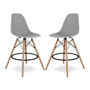Counter Stool with Solid Wood Frame (Set of 2)