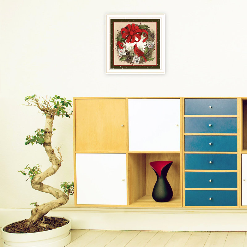 «Transform Your Home With Peaceful Cardinal», art mural blanc encadré par Explore Decor
