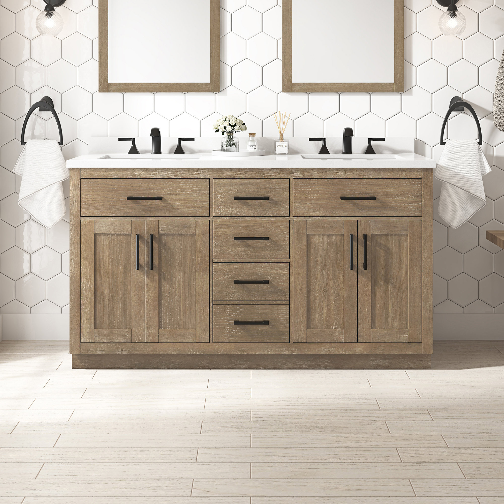 Sauget 72 Double Bathroom Vanity Set Wade Logan Base Finish: White