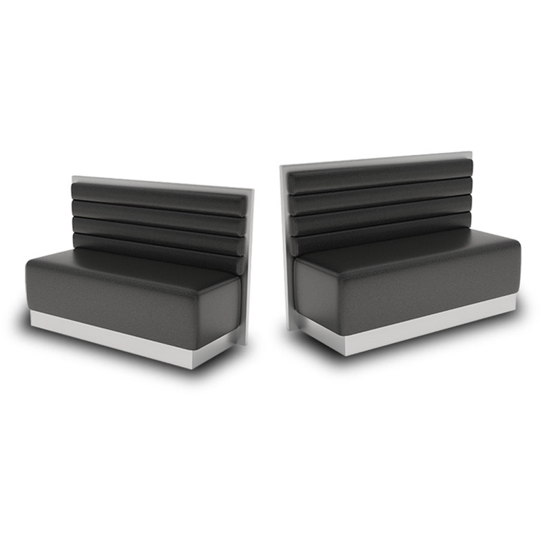 Industrial Style Cafe Restaurant Black Benches Faux Leather Upholstered Bench
