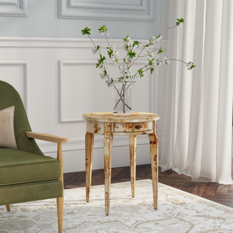 Archer 1 Drawer Burl Side Table, Natural 