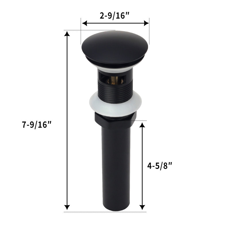 Drain escamotable de lavabo de salle de bain avec trop-plein, Noir mat