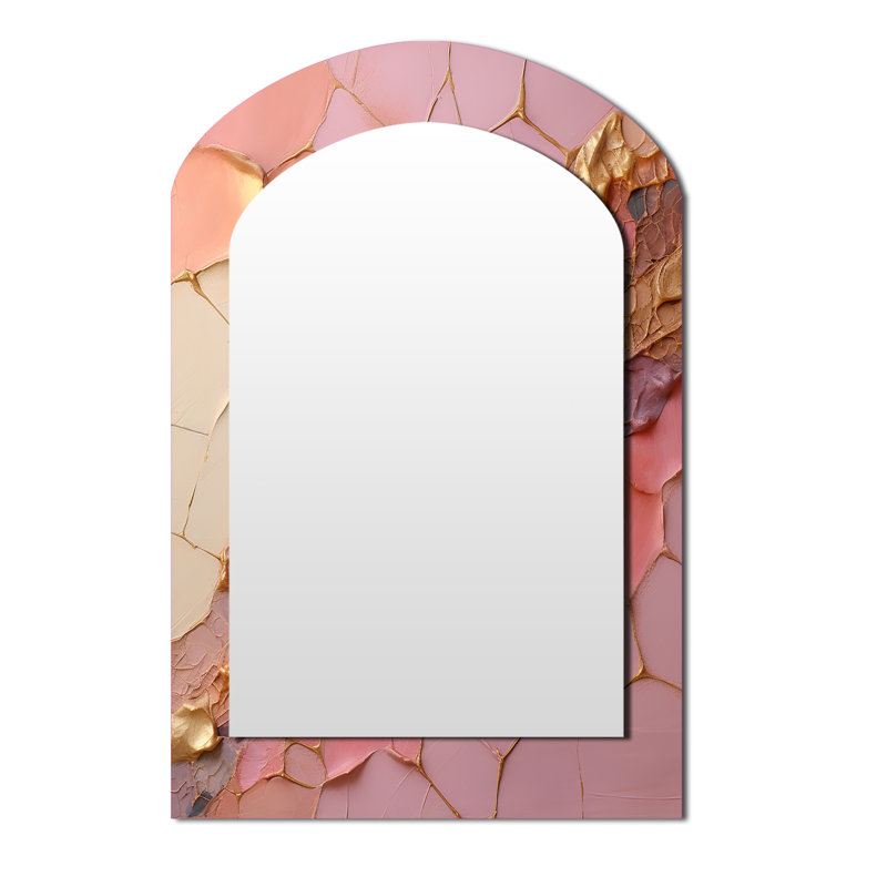 Pink Gold Minimalisme Poteries - Miroir mural rose moderne, 43 po x 33 po
