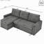Canapé-lit convertible en forme de L, canapé modulaire de 90 po avec lit escamotable, fauteuil de loisir rabattable avec espace de rangement, housse en chenille grise amovible et lavable-1328194864