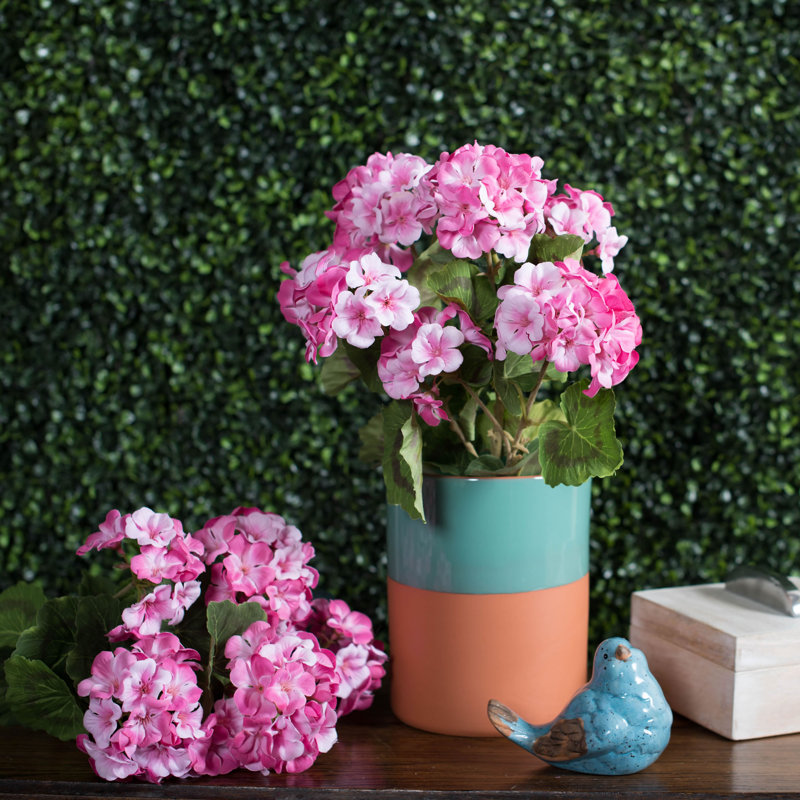 Buisson de géranium artificiel 19,5 po, Rose clair