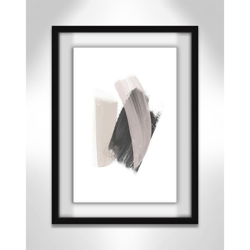 Alabaster Strokes - Peinture encadrée, H 1,25 po x l 23 po x P 1,25 po, Cadre noir satiné