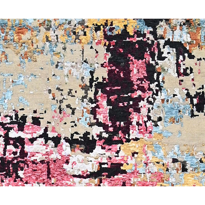 Tapis argenté et lilas noué à la main de haute qualité, Rectangle 6 pi x 9 pi