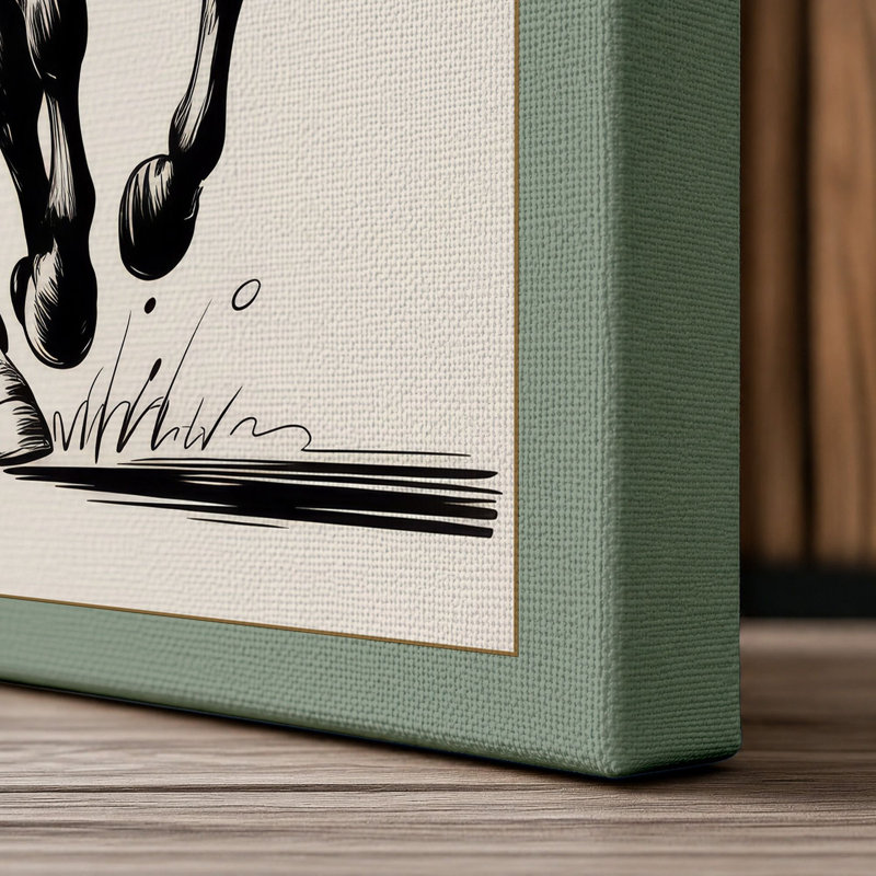 Horse in Motion Japandi 1 Piece Wrapped Canvas Wall Art, 36x24 - 91.4 x 61.0 cm, Sage Border