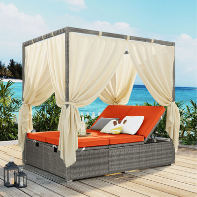 Adjustable Sun Bed With Curtain, High Comfort, With 3s