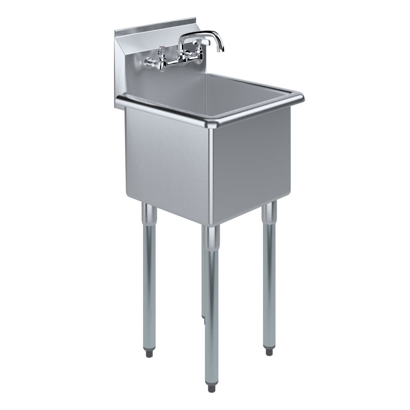 Stainless Steel Freestanding Utility Sink with Chrome Faucet