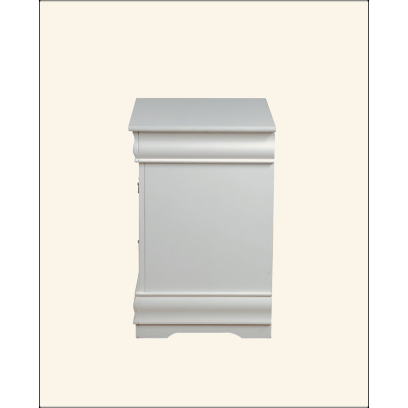Retro Wood Nightstand With 2 Drawers, White