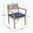 Braided Acacia Wood Outdoor Dining Chairs with Beige Rope and Navy Cushions (Set of 2)