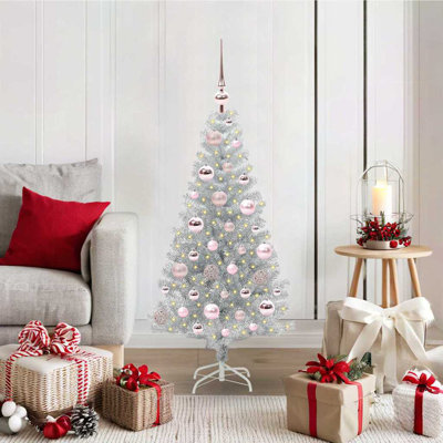 vidaXL Christmas Tree with 150 LEDs with Stand Silver PET