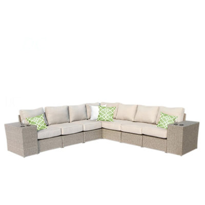 Outdoor Wicker 6-Person Sofa Set With Cushions, Fully Assembled