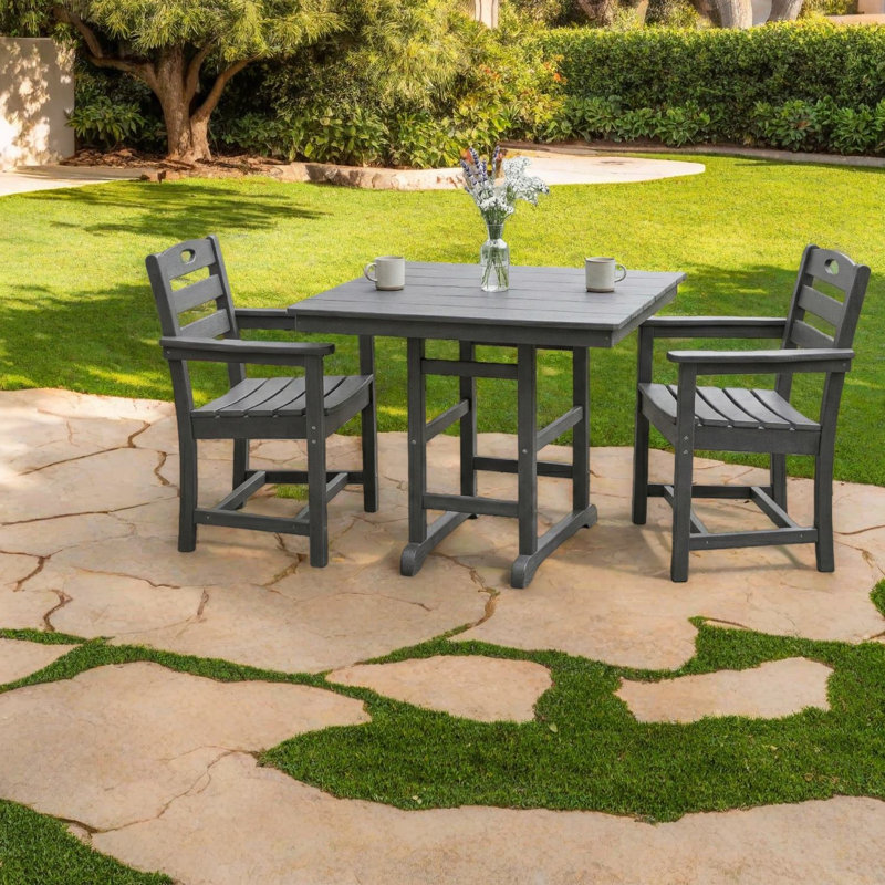 Compact Patio Dining Sets, Hdpe Modern 3 Piece For Balcony Patio