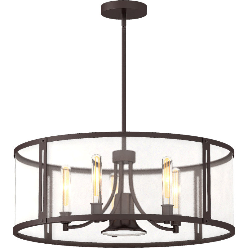 Lustre d'intérieur en bronze antique 6 lumières avec abat-jour tambour en polymère semi-transparent Concerto