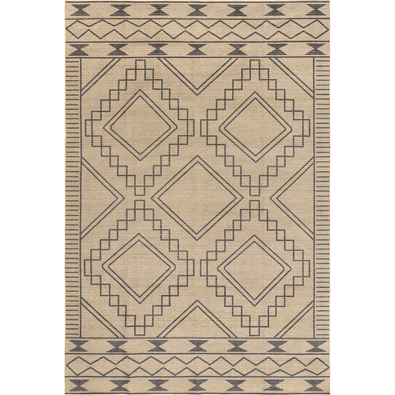 Elin SuperiorWash Moroccan Border Easy-Jute Machine Washable Area Rug, Rectangle 8' x 10'