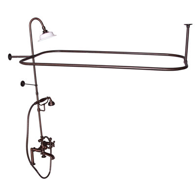 Garniture de robinet de baignoire à fixation sur plateau à poignée triple avec inverseur et douche à main à pattes