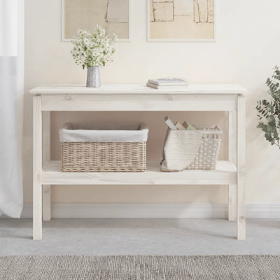 vidaXL Console Table Natural Pine Solid Pine Wood Medium Console Table
