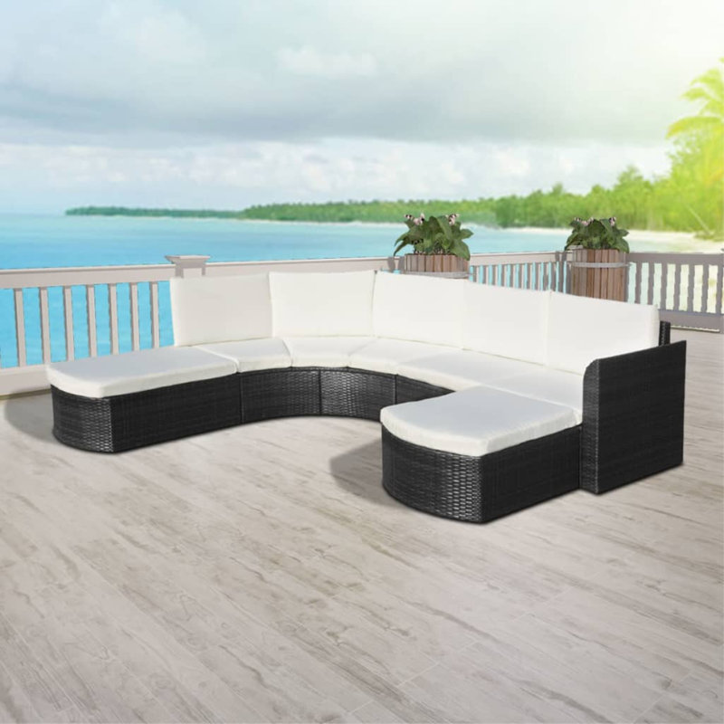 Warrington 4 Pieces Sectional Seating Group with Cushions, Black