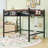 Metal Loft Bed with Bookshelf and Guardrails-1676270421