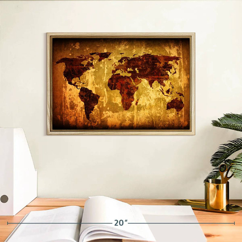 Monde rétro Liggins, Cadre flottant en bois naturel, 13 po x 9 po