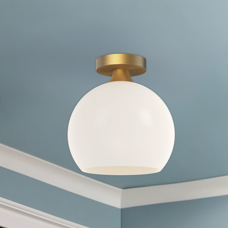 Castilla Glass Flush Mount, Opal Matte, Aged Gold