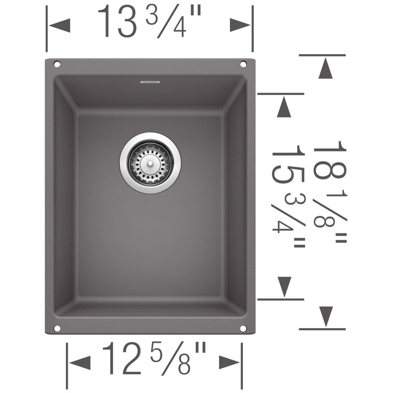 Évier de bar sous-comptoir en granite avec crépine L 14 po x l 18 po Precis, Cinder