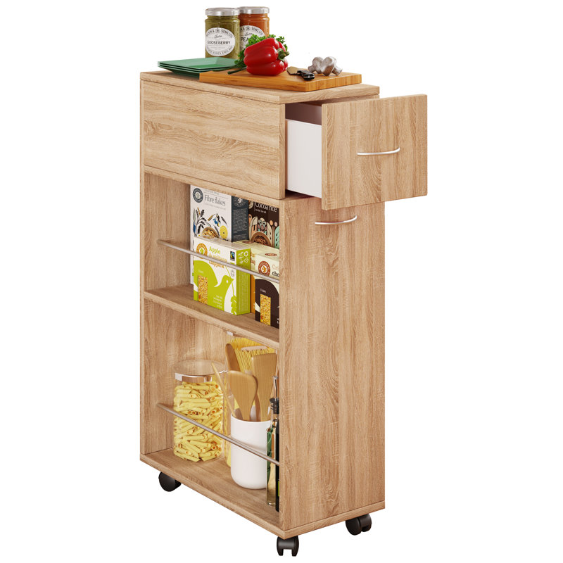 Quindarius Wood Kitchen Cart, Light beech