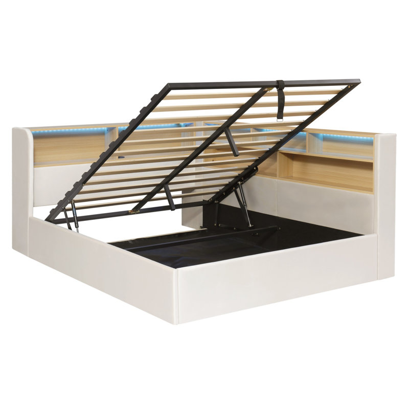Bed Frame, 4ft6, Beige
