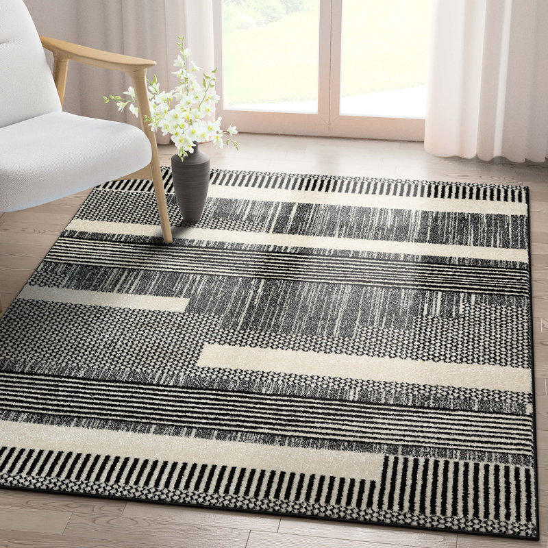  Tapis gris foncé Mystic Athena Tribal, Rectangle 5 pi 3 po x 7 pi 3 po