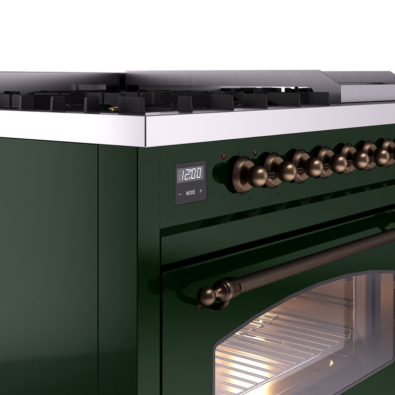 ILVE Nostalgie II 48 Dual Fuel Range , Emerald Green/Bronze, Liquid Propane
