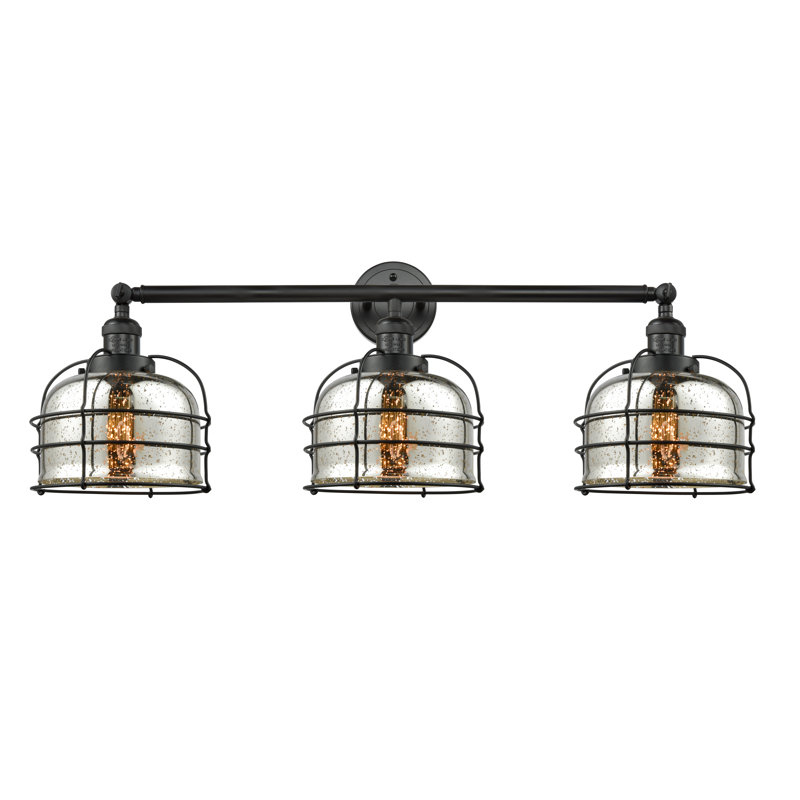 Éclairage pour meuble-lavabo à 3 lumières à intensité variable Gurtrue, Argent mercuré plaqué, Noir mat