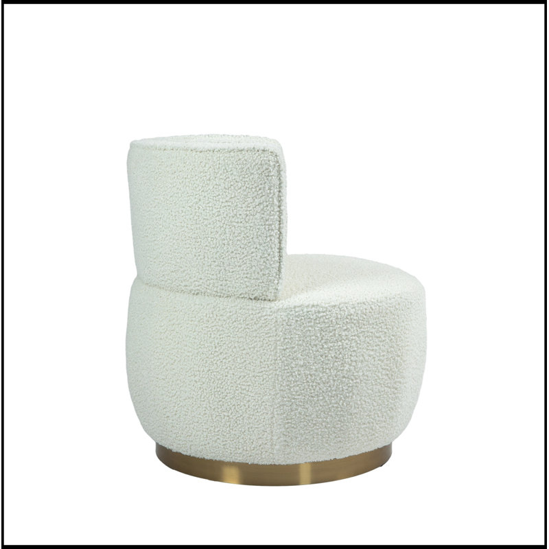 Chaises d'appoint pivotantes tonneau avec siège large, Cream