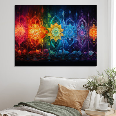 Chakras indou radieux arc-en-ciel - Art mural de l'hindouisme