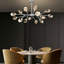 Lustre linéaire moderne à 15 lumières avec accents en cristal Spoutnik Ayoki
