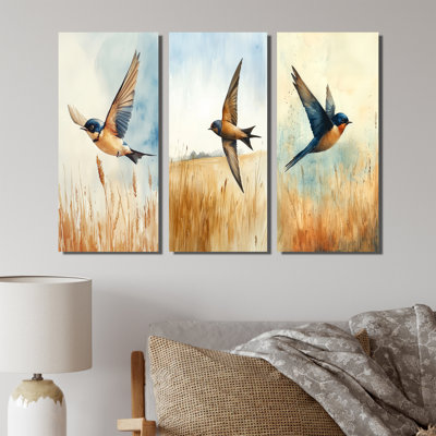 Bird Swallow Over The Fields I - Collection de décorations murales oiseaux