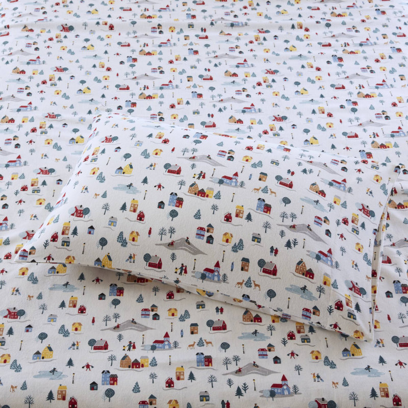 Ensemble de draps 100% coton Cozy Flannel, Ensemble de draps pour grand lit avec 2 taies d'or