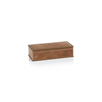 Leather Decorative Box with Brass Trim