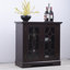 Buffet de rangement moderne rouge foncé avec 2 portes en verre trempé, 3 tablettes réglables en hauteur, pour salle à manger avec porte l 35,2 po x P 15,09 po et H 33,17 po-130040436