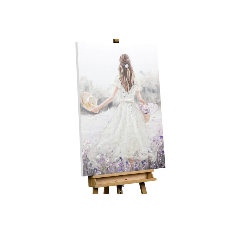 Hand -painted flower girl acrylic painting