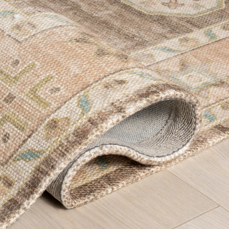  Tapis en laine et coton Fawn Medallion, Rectangle 9 pi 6 po x 13 pi 6 po