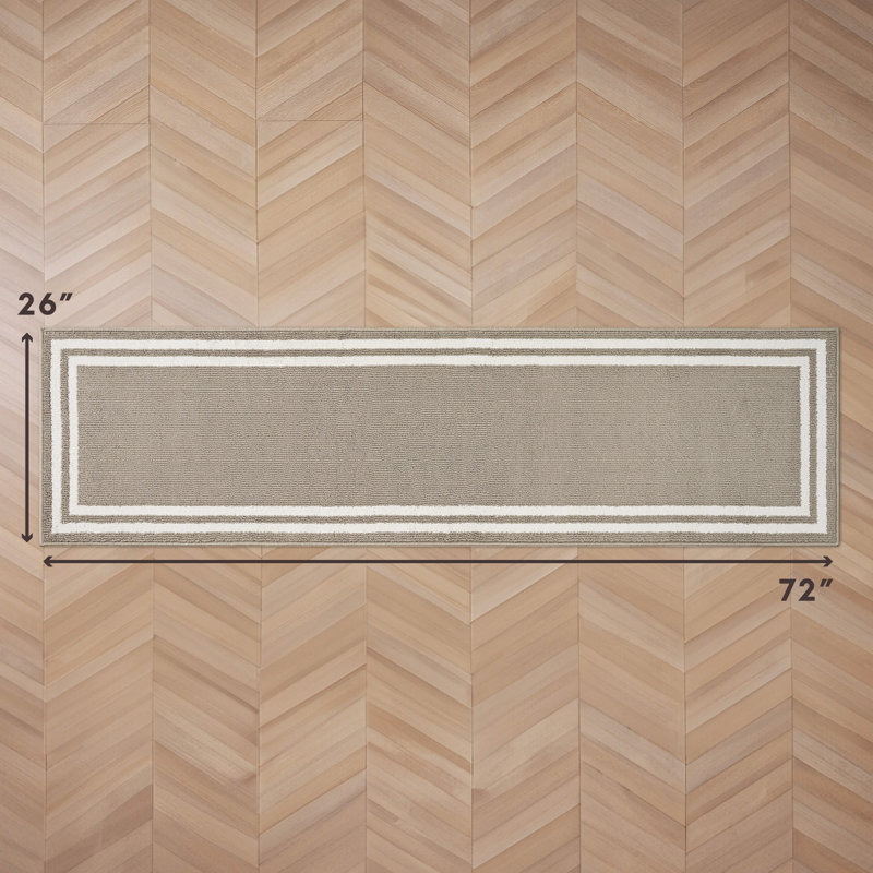 Laura Ashley Debbie Double Border Two-Tone Machine Washable All Loop Tufted Rugs, Runner 2'2" x 6'
