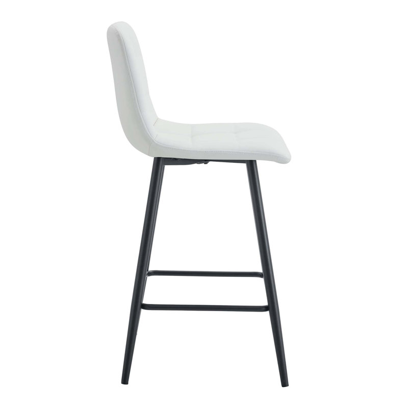 Ensemble de chaises de bar modernes en polyuréthane - deux pièces, confort stable, pieds en métal à carreaux, Blanc