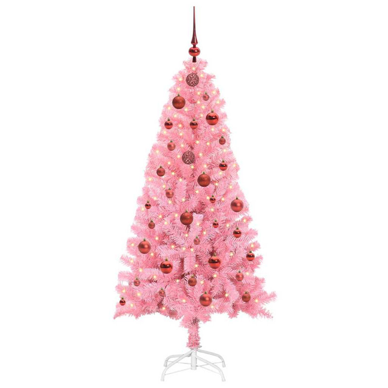 Christmas Tree with 150 LEDs with Stand PVC, 4.92' H, Red