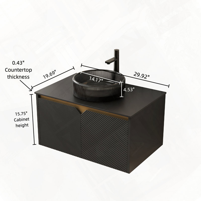 Meuble-lavabo mural flottant avec portes doubles à fermeture en douceur