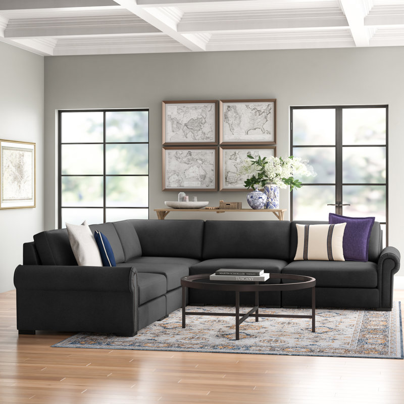 Mosely Upholstered L-Shaped Sectional Symmetrical, Charcoal Revolution®