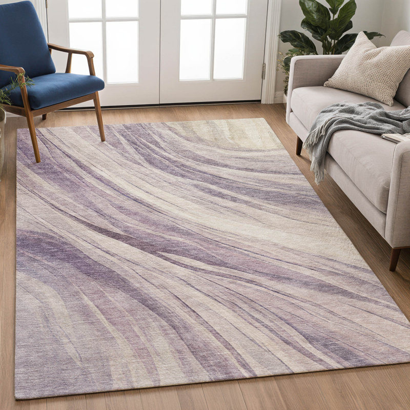 Tapis tourbillon intérieur / extérieur lavable à la machine ACN2871, Lavande, 8 pi x 10 pi